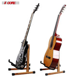 5Core Guitar Stand Floor Adjustable Solid Wood A Frame Universal Folding Acoustic Electric Bass Stands