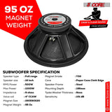 Pair of 18 Inch Replacement Subwoofers 8Ohm