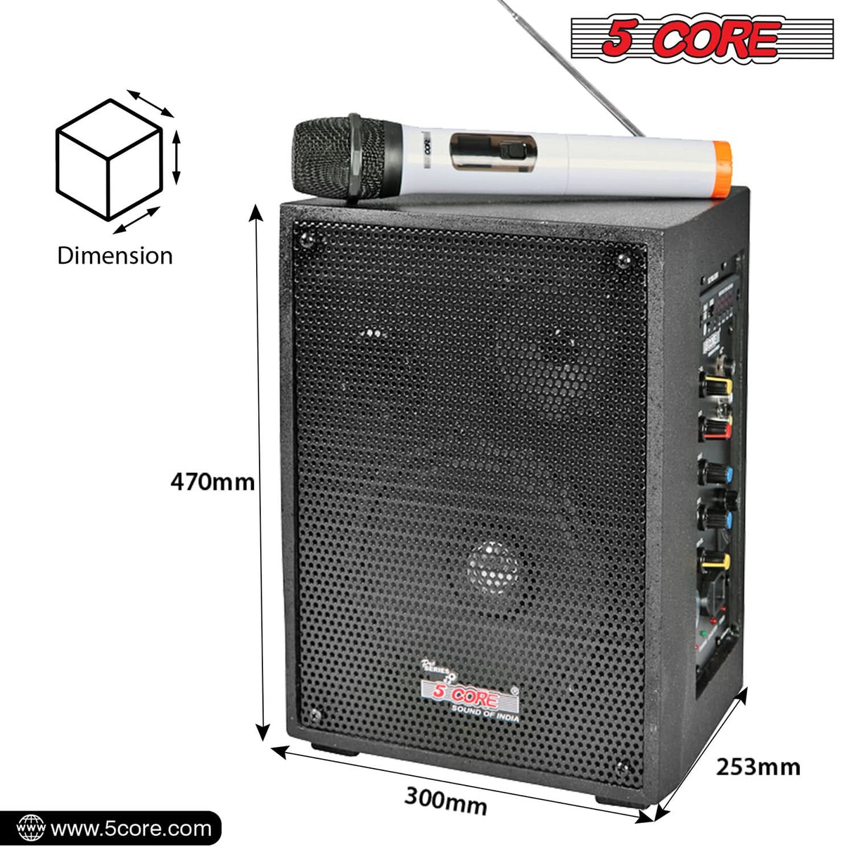 5Core Portable PA Speaker System 40W + Wireless Mic Rechargeable Public Speaking Machine