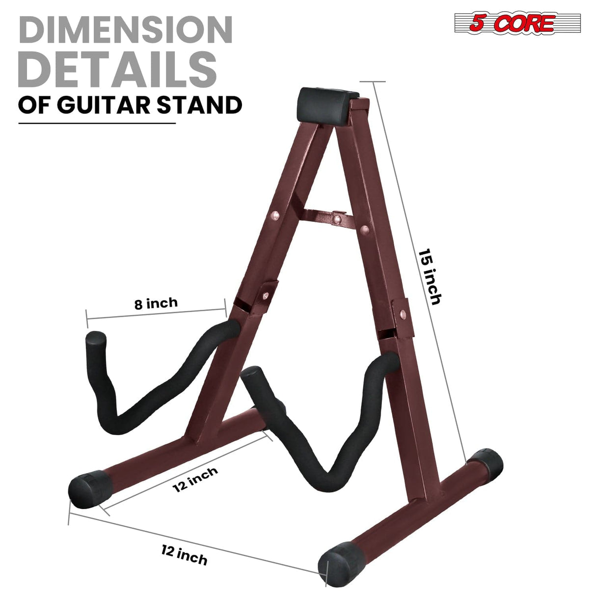 5Core Guitar Stand Floor A Frame Electric Acoustic Bass Soporte Para Guitarra BROWN