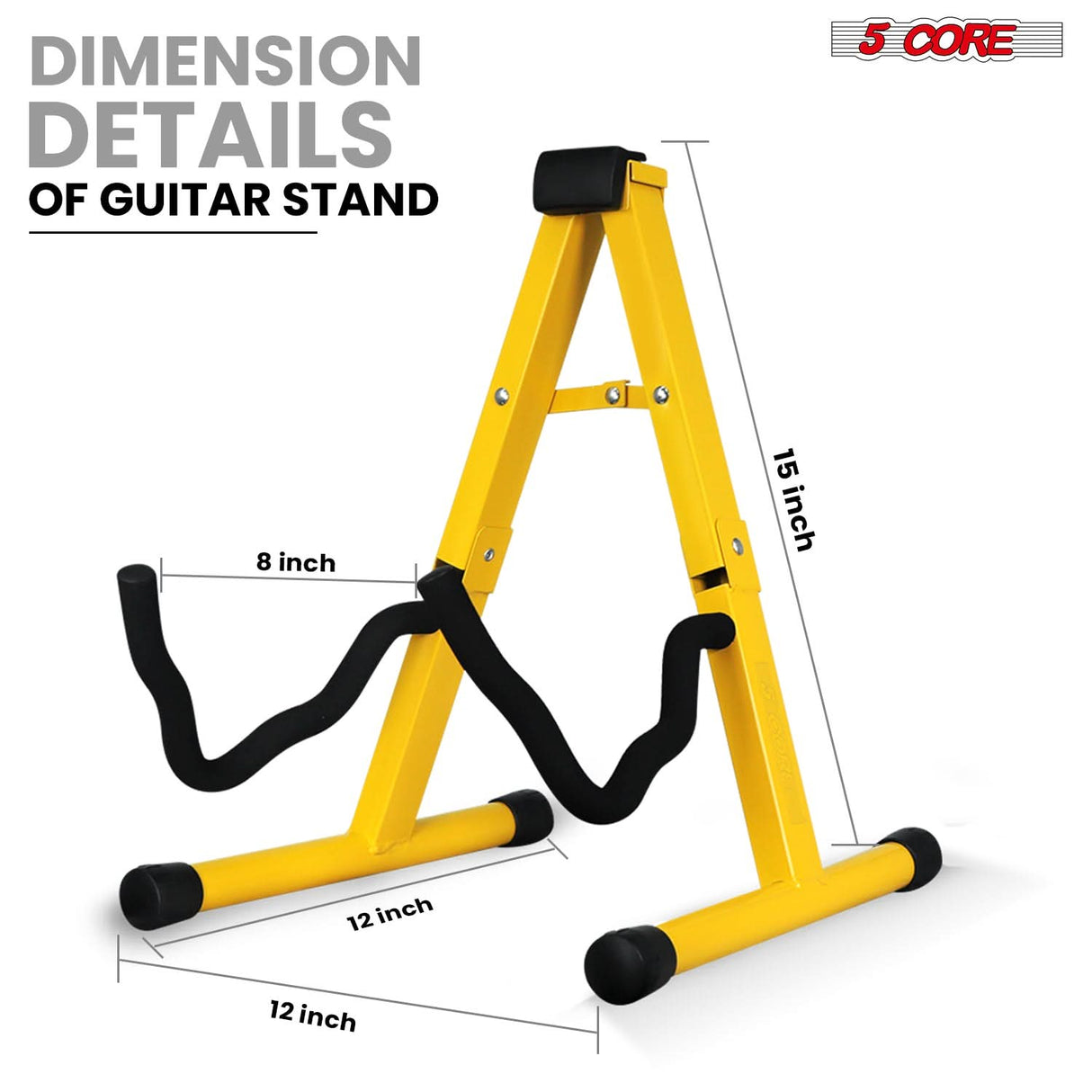 5Core Guitar Stand Floor A Frame Electric Acoustic Bass Soporte Para Guitarra YELLOW