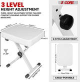 5Core Keyboard Stand Adjustable z Style Piano Riser + Keyboard Piano Bench WHITE