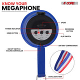 5Core Megaphone Bullhorn Speaker 15W Mini Battery Power Bull horn w Siren 400 Yard Range Blue