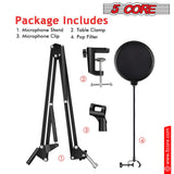 5Core Microphone Arm Stand Desk Suspension Boom Scissor Desktop Mic Holder w Pop Filter