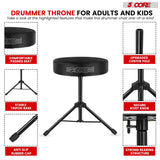 5Core Drum Throne Adjustable Guitar Stool Padded Drummer Seat for Adults & Kids BLACK