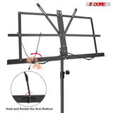 5Core Music Stand For Sheet Music Portable Tripod Adjustable Folding Note Holder Higher BLACK