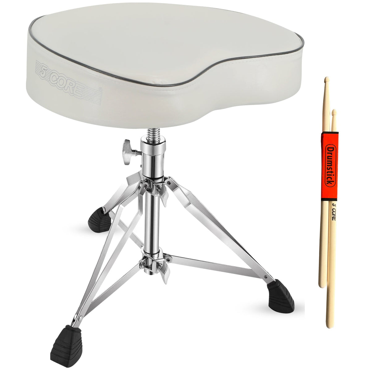 5Core Drum Throne Padded Guitar Stool Saddle Drummer Seat for Adults & Kids WHITE