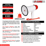 5 Core Portable Megaphone Speaker Battery Power 30W Bullhorn w Siren • Volume Adjustable Mega Phone
