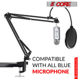 5Core Microphone Arm Stand Desk Suspension Boom Scissor Desktop Mic Holder w Pop Filter