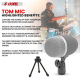 5 Core Tom Snare Mic Cardioid Dynamic Microphone for Drum Kit Precision Instrument GRAY