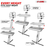 5Core Keyboard Stand 2 Tier Classic Adjustable Electric Piano Sturdy Holder SILVER