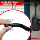 5 Core Guitar Wall Mount Hangers - Soft Padding Display Hook with Screws for All Guitars