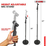 5Core Universal Microphone Stand Height Adjustable 35 to 57" Round Base Floor Mic Holder Metal Build