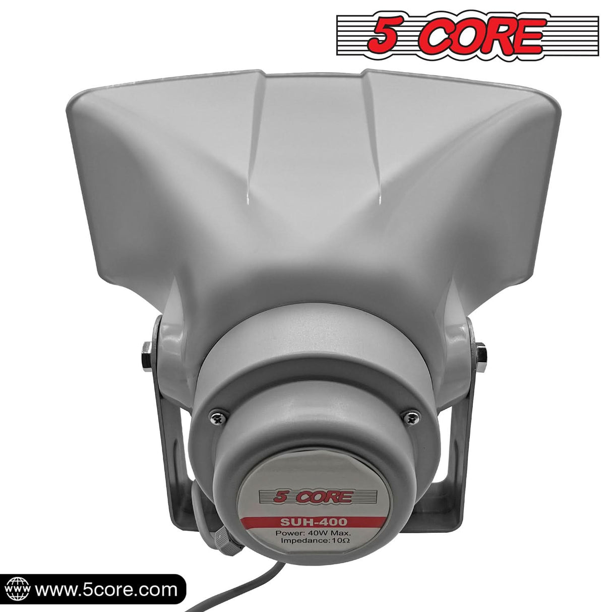 5 Core PA Horn Speaker Outdoor 8x16" Siren Loudspeaker • 40W RMS Loud Megaphone Driver Horn