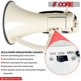 Bull horns, loudspeaker, and bull horn for crowd control.