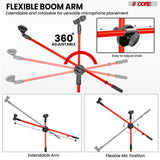 5Core Tripod Mic Stand Adjustable Heavy Duty Floor Holder Microphone Boom Arm RED