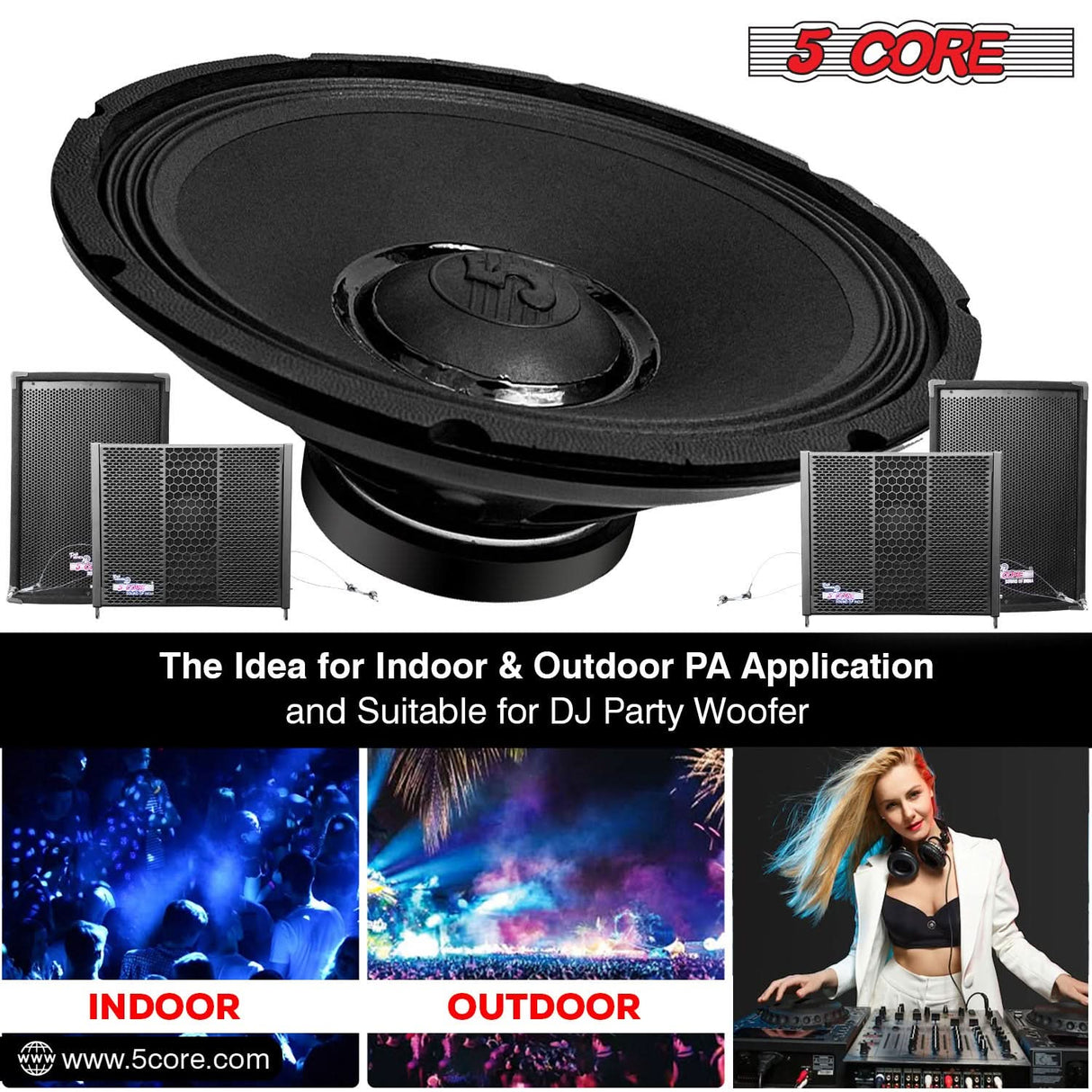 5Core 15 Inch Subwoofer Speaker 3500W Peak 8Ohm PA Replacemen DJ Sub Woofer 90 Oz Magnet