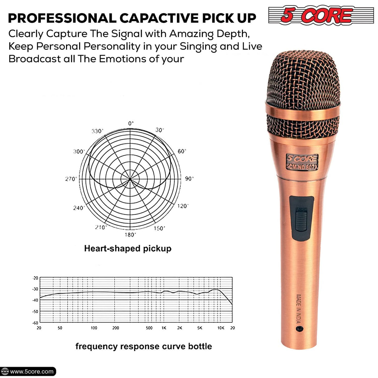 5Core XLR Microphone Dynamic Mic Karaoke Singing Studio Microfono Handheld Mics