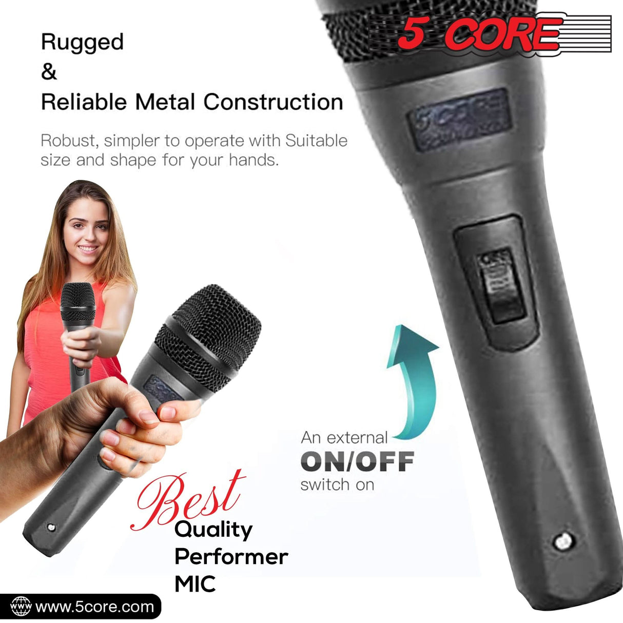 5Core XLR Microphone Dynamic Mic Karaoke Singing Studio Microfono Handheld Mics