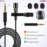 5Core Lavalier Microphone Clip On Professional Grade 3.5mm Lapel Mic Omnidirectional Lav Mic