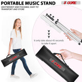 5Core Music Stand For Sheet Music Portable Tripod Adjustable Folding Note Holder BLACK