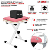 5 Core Keyboard Bench X Style Piano Stool Padded Adjustable Keyboards Chair Pink