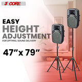 5Core Speaker Stand Tripod Tall Air Assist Lowering Adjustable Heavy Duty Floor Stands