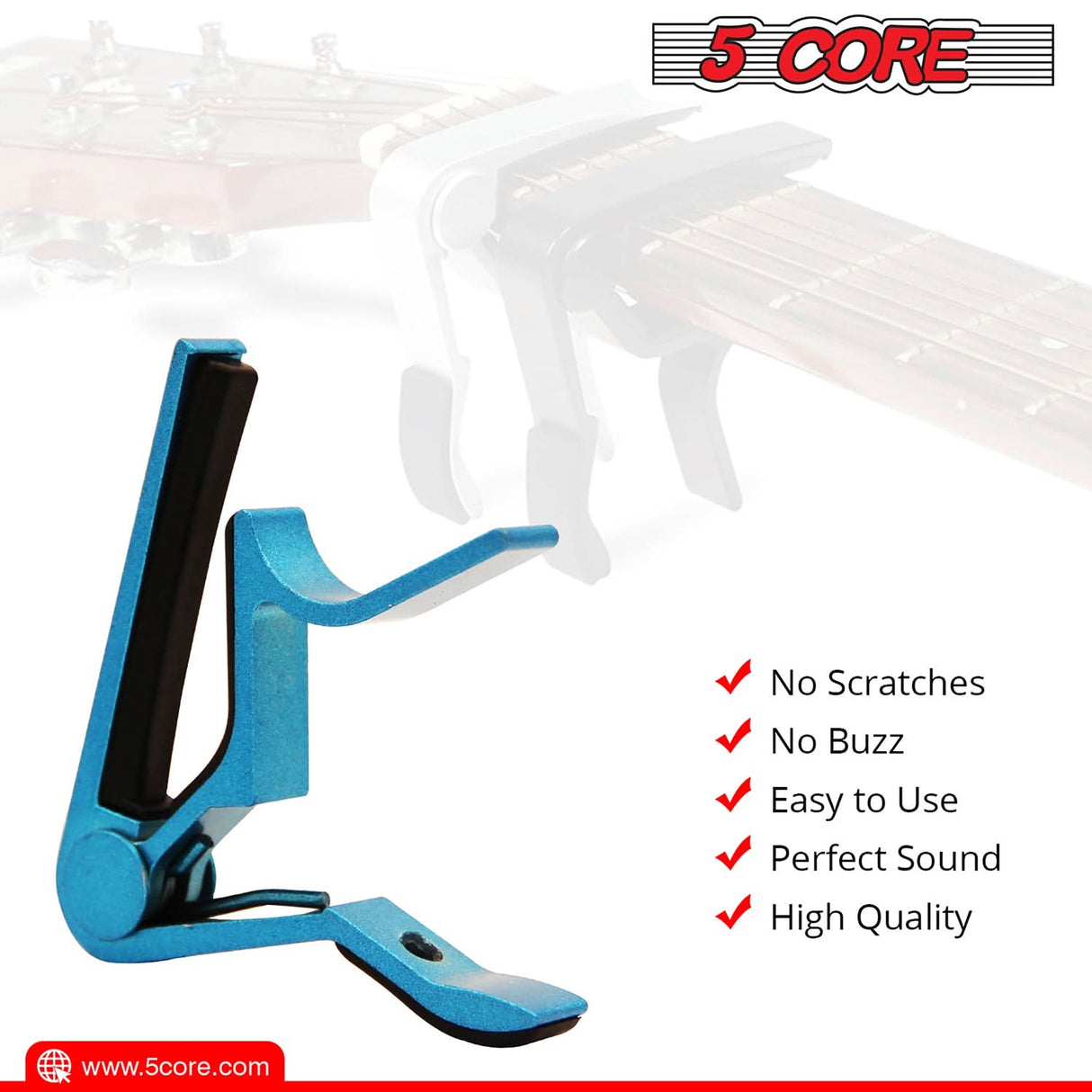 6-string capo designed for quick and precise key changes, ensuring even tension across all strings for perfect sound