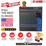 5Core Audio DJ Mixer 16 Channel Sound Board Console w 24 SPX Effect 48V Phantom Powe