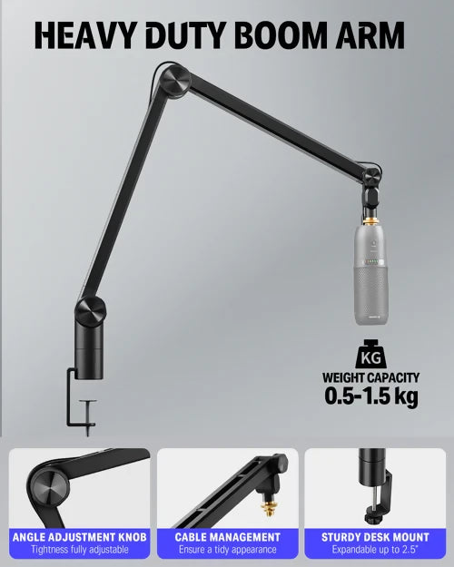 Donner Gaming-MS 1 Adjustable Tube Style Mic Stand Boom Arm for Radio,Podcasting