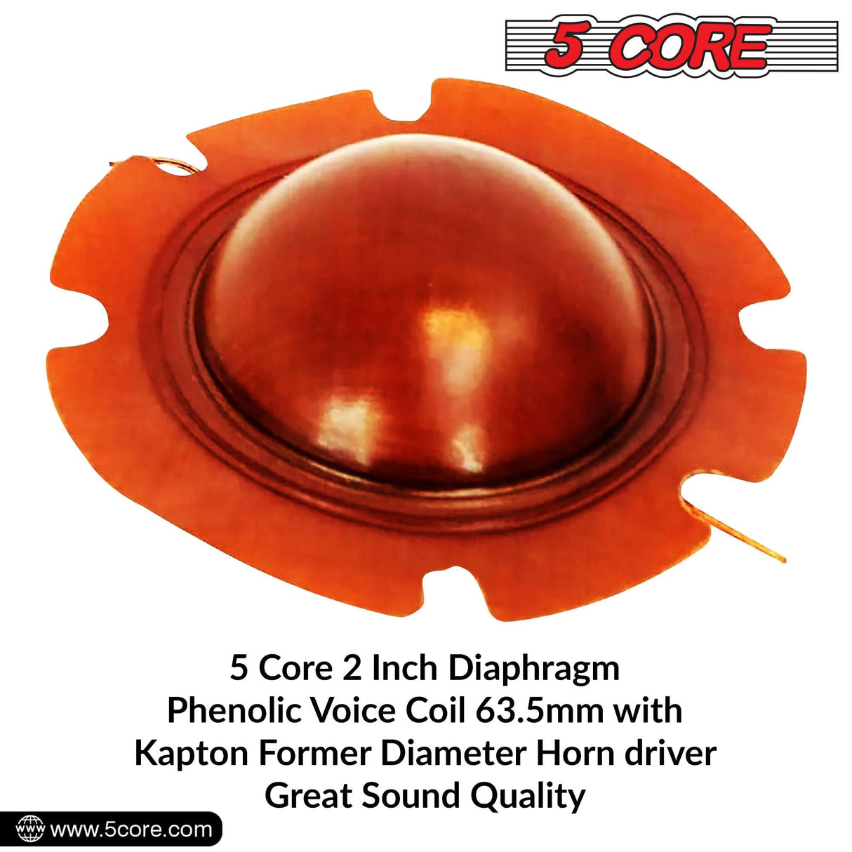 5Core 2 Inch Diaphragm Replacement 50 Pack Phenolic Voice Coil 51mm + Kapton Former Diameter Horn