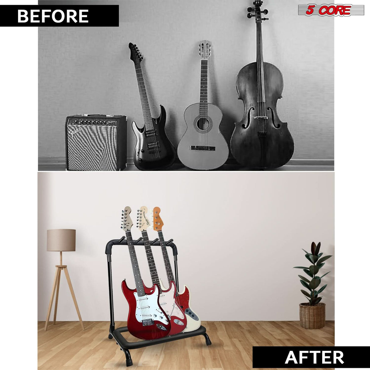 Stylish and sturdy acoustic guitar stand keeps your instrument secure and within easy reach