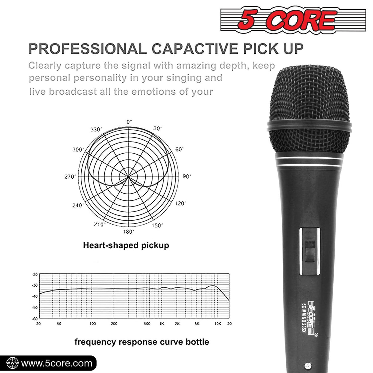 5Core XLR Microphone Dynamic Mic Karaoke Singing Studio Microfono Handheld Mics