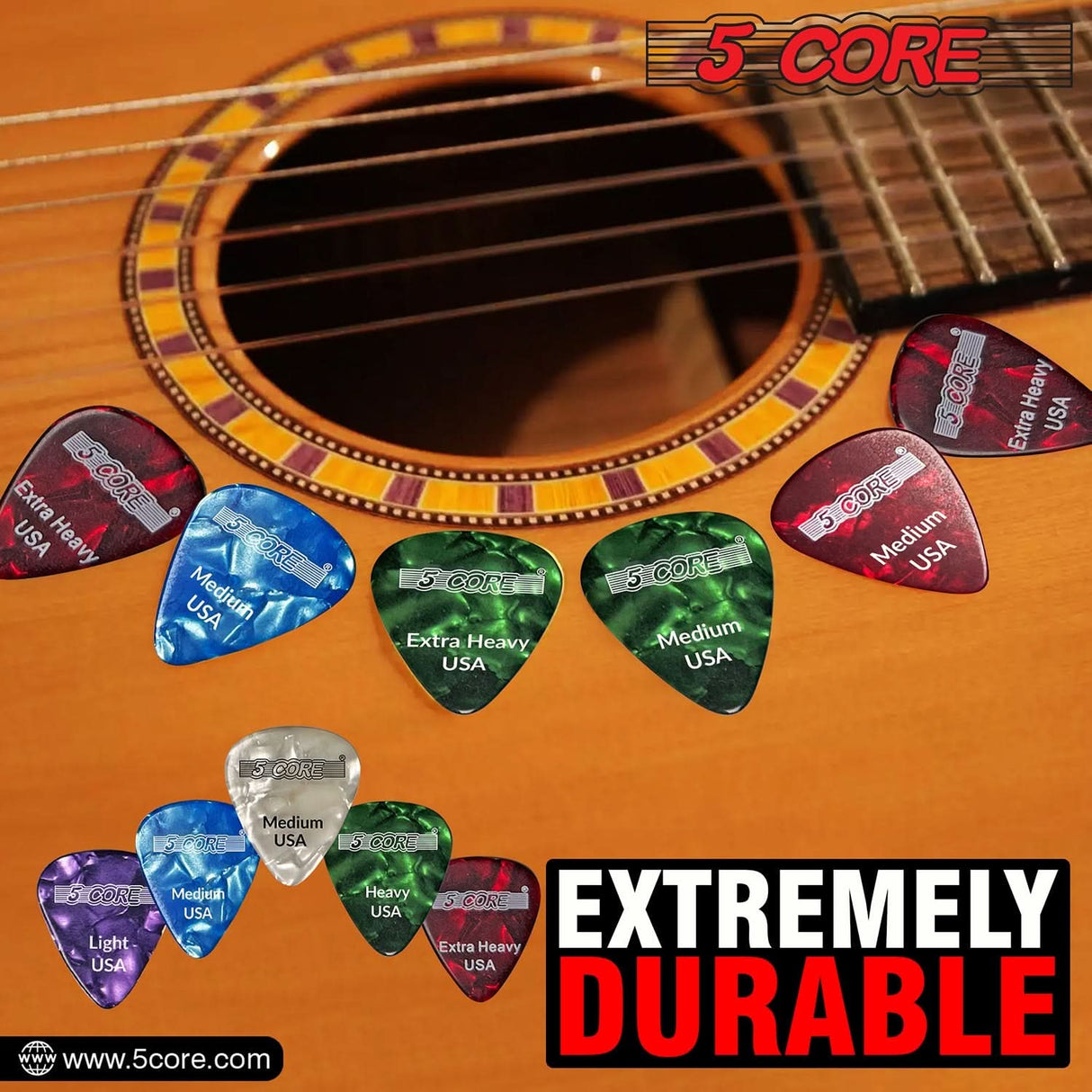 Durable Celluloid Guitar Picks for Acoustic Electric Bass Guitar