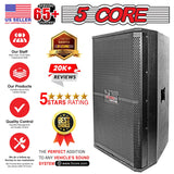 5Core Portable Cabinet PA DJ Speaker System 15 Inch 2000W Passive 2 Way Loudspeaker