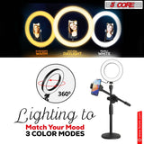 5Core 6 inch Ring Light + Cell Phone Stand Adjustable Ringlight LED w Phone Holder