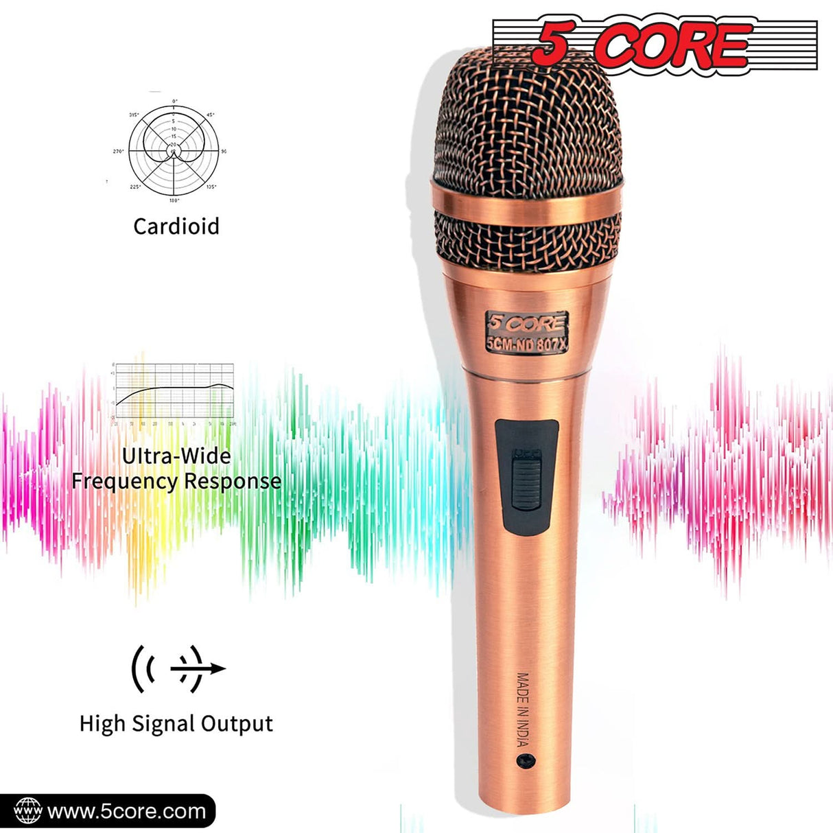 5Core XLR Microphone Dynamic Mic Karaoke Singing Studio Microfono Handheld Mics