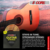 5Core Acoustic Guitar Strings 0.010-0.047 Steel Gauge Heavy Duty w Bright Tone For 6 String Guitars