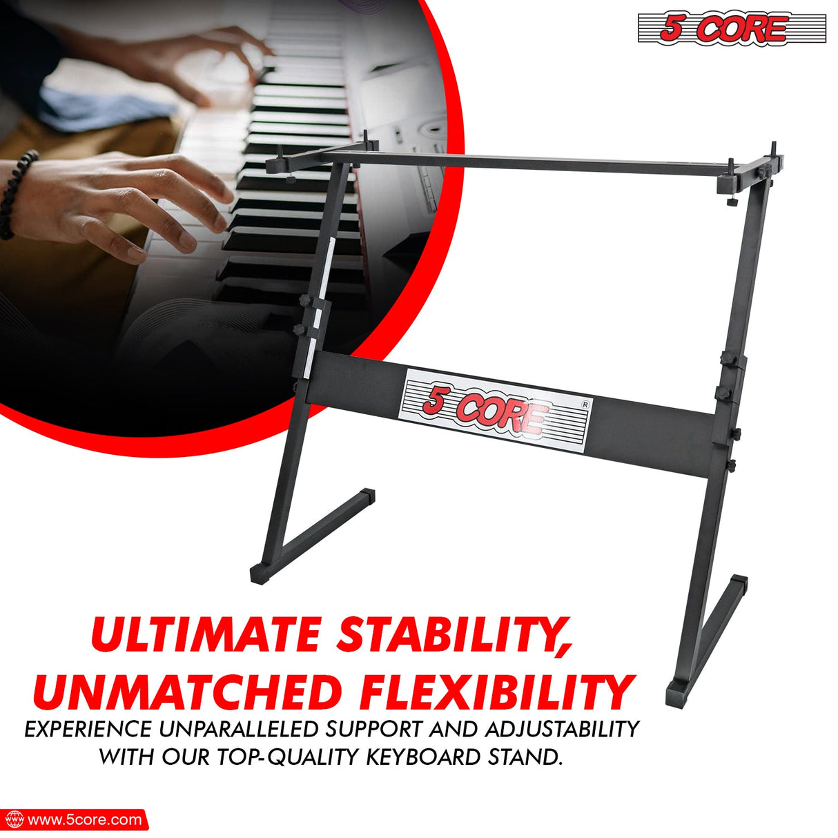 5 Core Keyboard Stand Z Style Height Adjustable Sturdy Piano Riser Lift Holder Stands BLACK