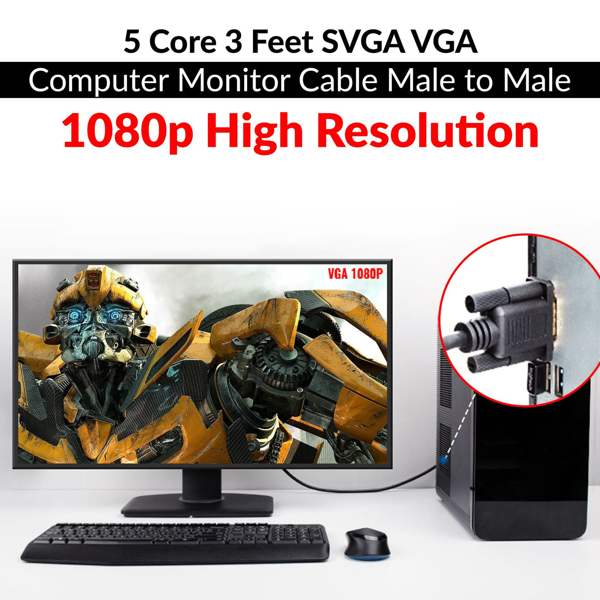 Our VGA cable has 1080p resolution support