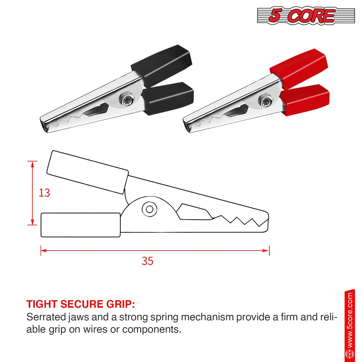 5Core Alligator Clips Electrical Metal Battery Jumper Clamps Insulated Gator Clip