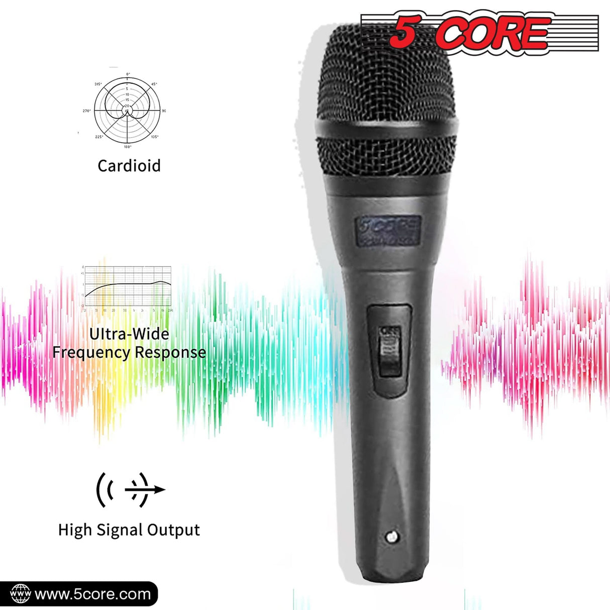 5Core XLR Microphone Dynamic Mic Karaoke Singing Studio Microfono Handheld Mics