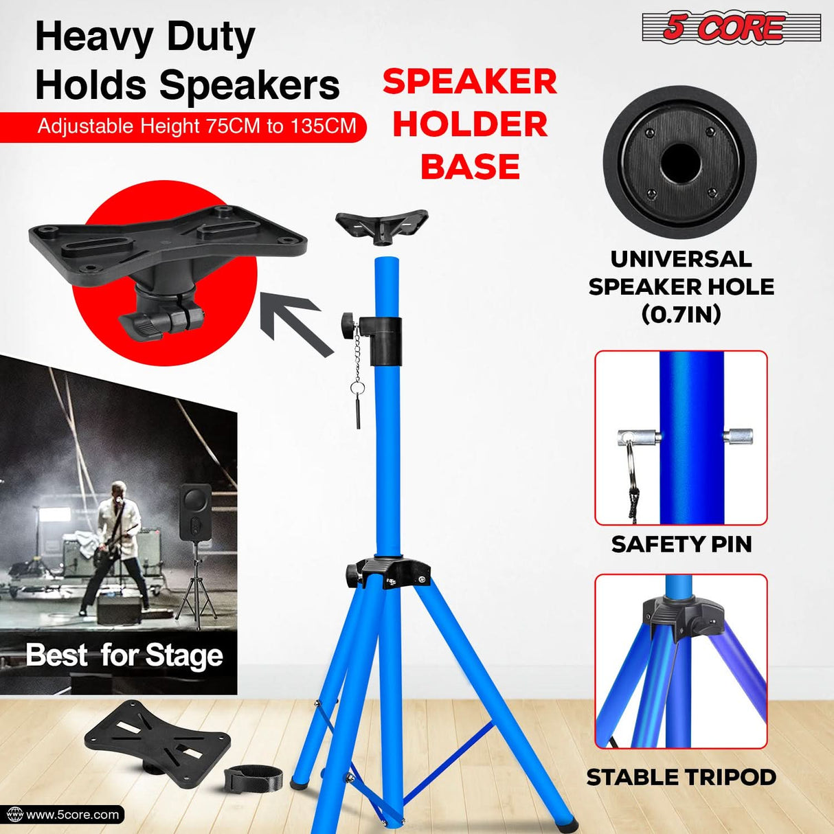 5Core Speaker Stand Tripod Tall Adjustable 72 Inch DJ Pole Mount Studio Monitor Stands Yellow