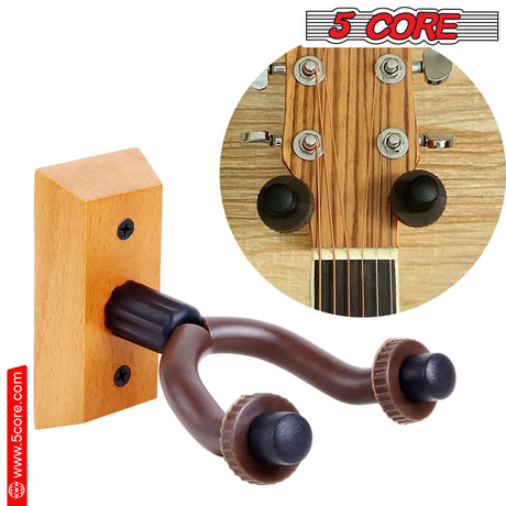 5Core Guitar Wall Mount Hanger 2Pack U-Shaped Wood Guitar Wall Hook Stand