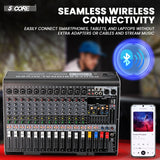 5 Core Audio Mixer 12 Channel DJ Equipment with Bluetooth USB Console Sound Board