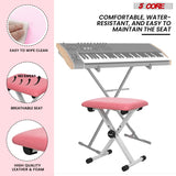 5 Core Keyboard Bench X Style Piano Stool Padded Adjustable Keyboards Chair Pink