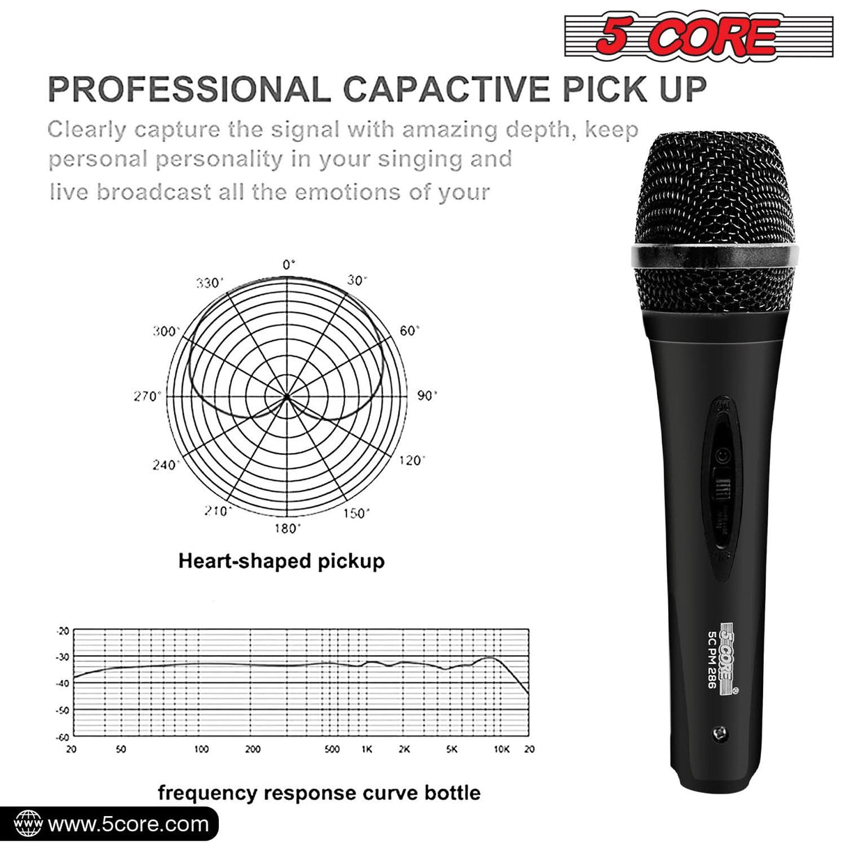 5Core XLR Microphone Dynamic Mic Karaoke Singing Studio Mics Handheld Microfono