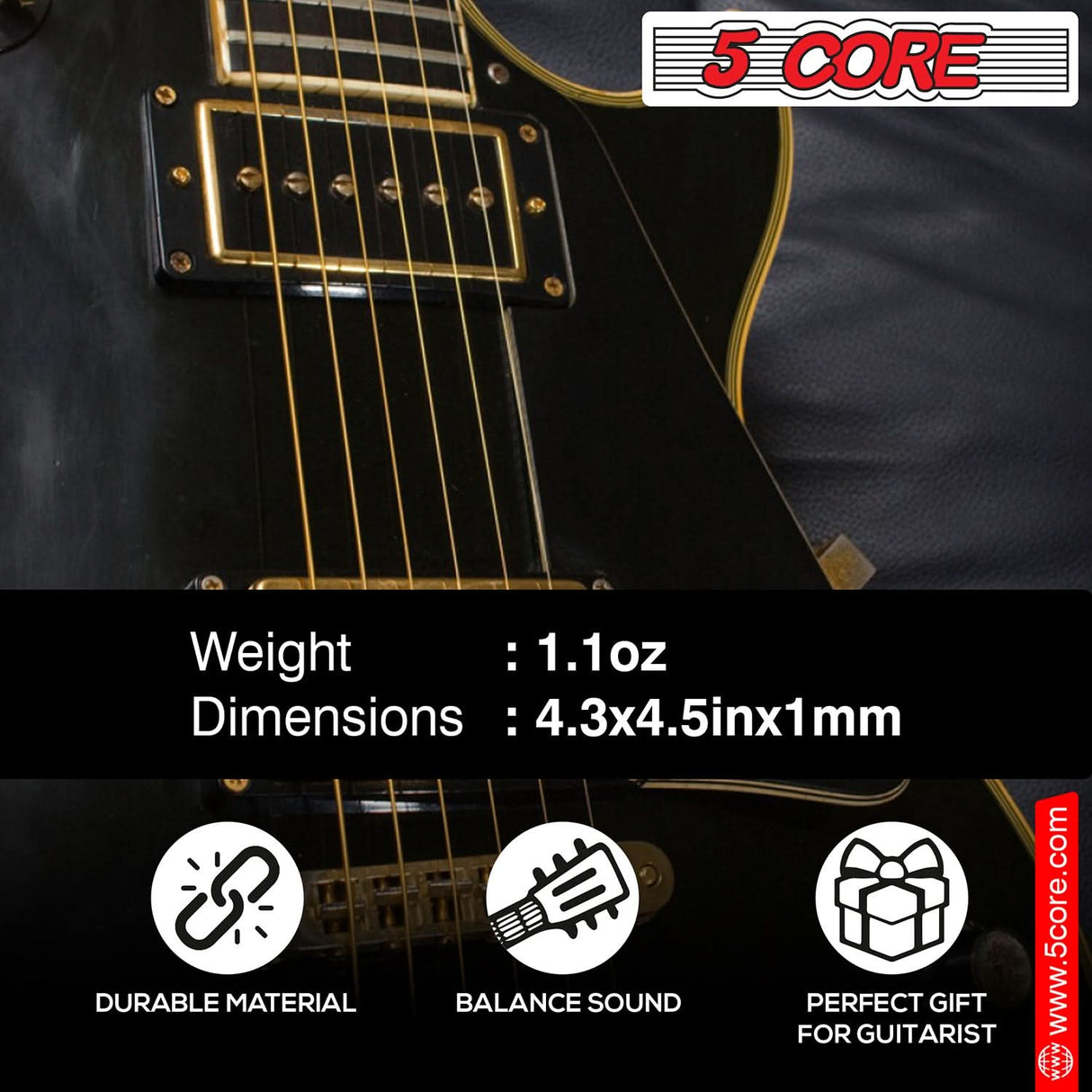 5Core Acoustic Guitar Strings 0.010-0.047 Steel Gauge Heavy Duty w Bright Tone For 6 String Guitars