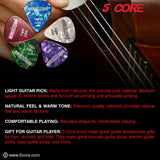 5 Core Guitar Plectrums Set with Light to Extra Heavy Gauges