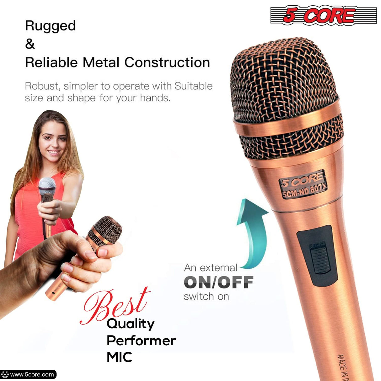 5Core XLR Microphone Dynamic Mic Karaoke Singing Studio Microfono Handheld Mics